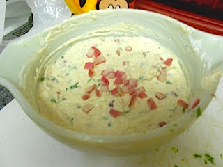 Radish, onion & herb cheese dip